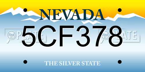 5CF378 Nevada License Plate