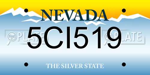 5CI519 Nevada License Plate
