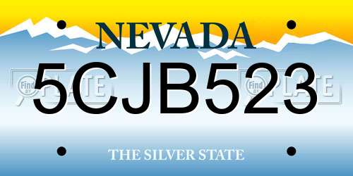 5CJB523 Nevada License Plate
