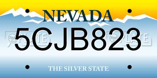 5CJB823 Nevada License Plate