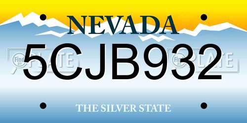 5CJB932 Nevada License Plate