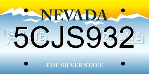 5CJS932 Nevada License Plate