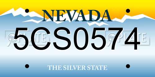5CS0574 Nevada License Plate