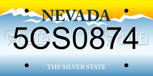 5CS0874 Nevada License Plate