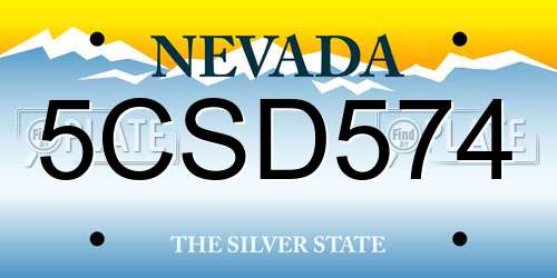 5CSD574 Nevada License Plate