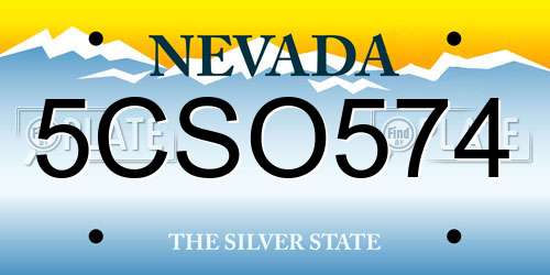 5CSO574 Nevada License Plate