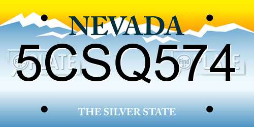 5CSQ574 Nevada License Plate
