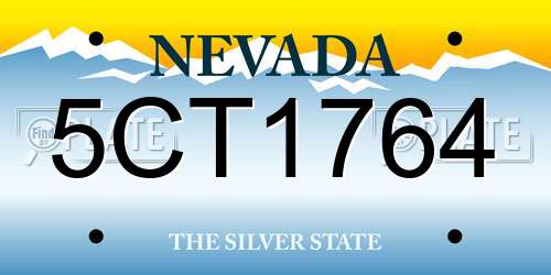 5CT1764 Nevada License Plate