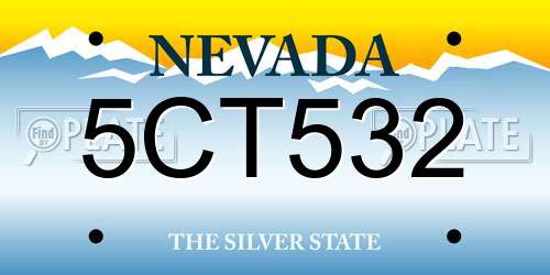 5CT532 Nevada License Plate
