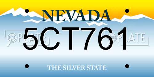 5CT761 Nevada License Plate