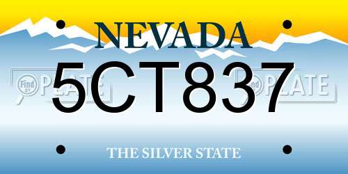5CT837 Nevada License Plate