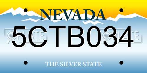5CTB034 Nevada License Plate