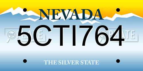 5CTI764 Nevada License Plate