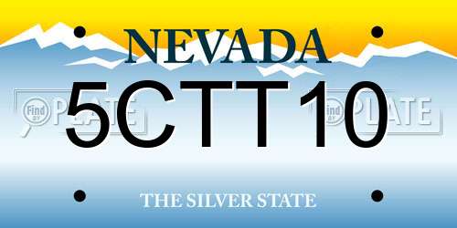5CTT10 Nevada License Plate