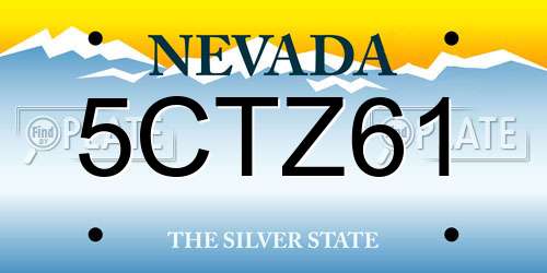 5CTZ61 Nevada License Plate