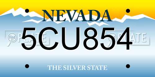 5CU854 Nevada License Plate