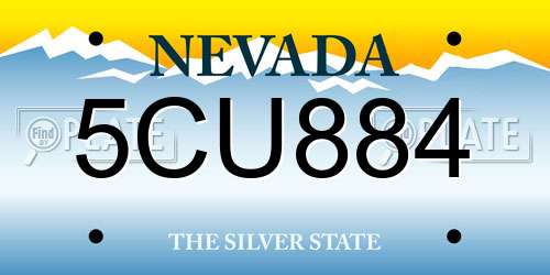 5CU884 Nevada License Plate