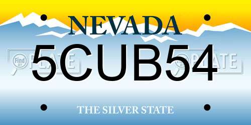 5CUB54 Nevada License Plate