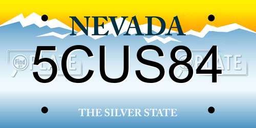 5CUS84 Nevada License Plate