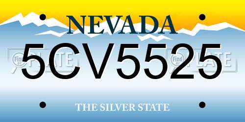 5CV5525 Nevada License Plate