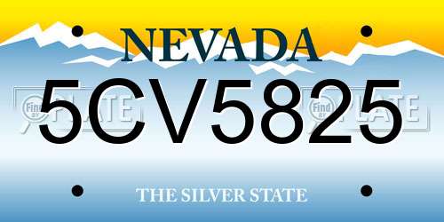 5CV5825 Nevada License Plate