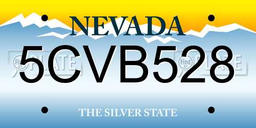 5CVB528 Nevada License Plate