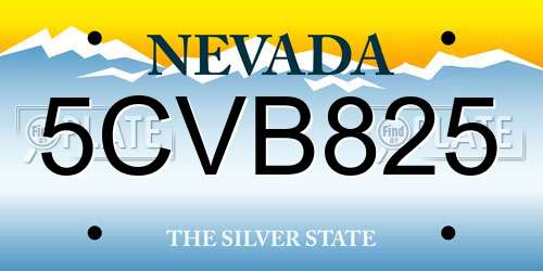5CVB825 Nevada License Plate