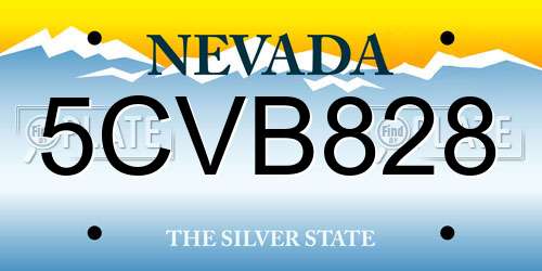 5CVB828 Nevada License Plate
