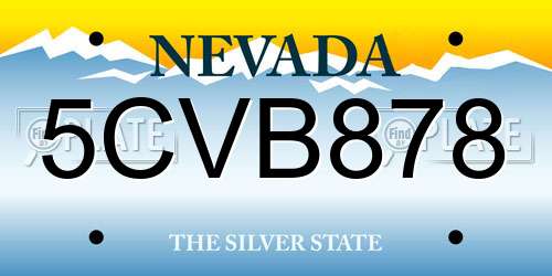 5CVB878 Nevada License Plate