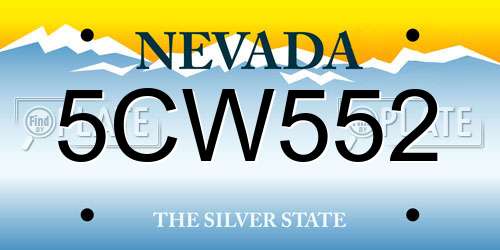 5CW552 Nevada License Plate