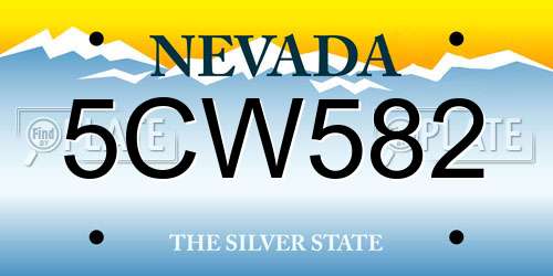 5CW582 Nevada License Plate