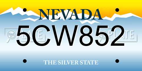 5CW852 Nevada License Plate