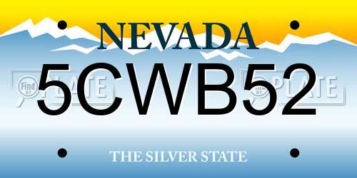 5CWB52 Nevada License Plate