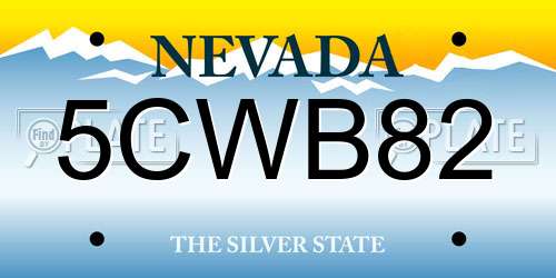 5CWB82 Nevada License Plate
