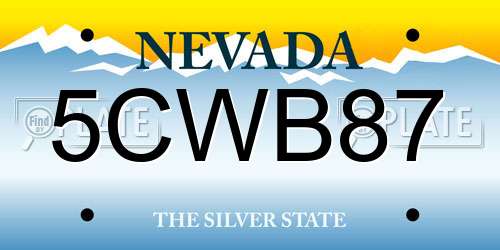 5CWB87 Nevada License Plate