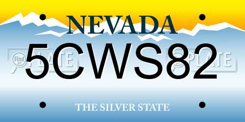5CWS82 Nevada License Plate