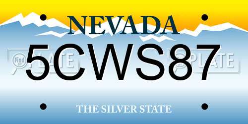 5CWS87 Nevada License Plate