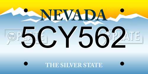 5CY562 Nevada License Plate