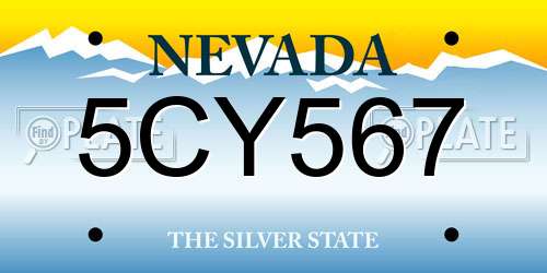 5CY567 Nevada License Plate