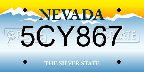 5CY867 Nevada License Plate