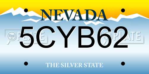 5CYB62 Nevada License Plate