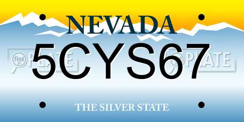 5CYS67 Nevada License Plate