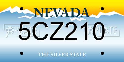 5CZ210 Nevada License Plate