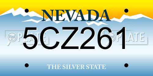 5CZ261 Nevada License Plate