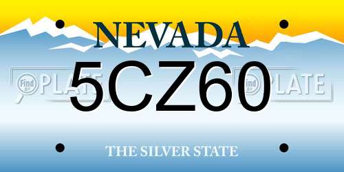 5CZ60 Nevada License Plate