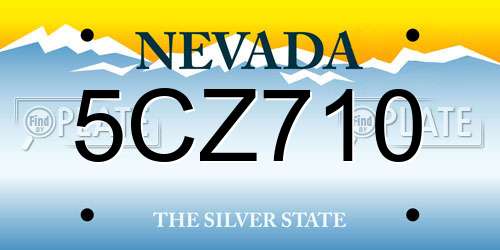 5CZ710 Nevada License Plate