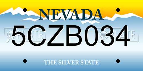 5CZB034 Nevada License Plate