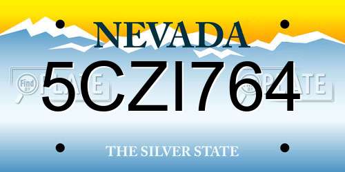 5CZI764 Nevada License Plate