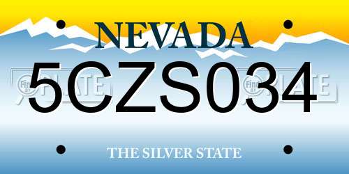 5CZS034 Nevada License Plate