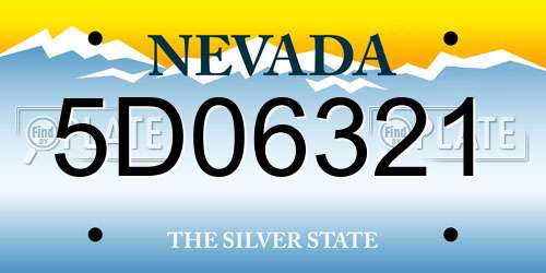 5D06321 Nevada License Plate